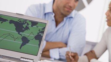 Laptop with international map